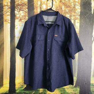 Orvis Mens Shirt XXL Blue Lightweight Fishing Hiking Performance Button Outdoor